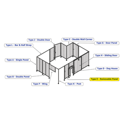 E3-2135-0450-0150-GYMTA SINGLE REMOVABLE PANEL WITH LEGS 2135MM X 450MM 1" MESH, FULLY ASSEMBLED